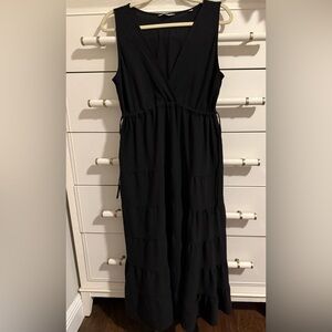 Max Studio Black Maxi Dress with Gathered Waist